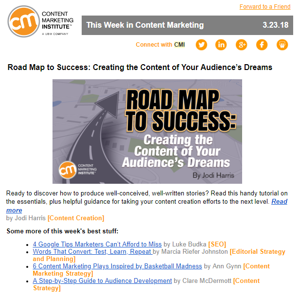 Content Marketing Newsletter - CMI