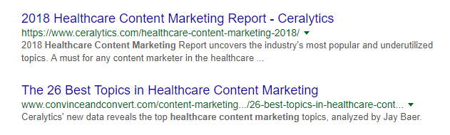 healthcare marketing campaign SERP